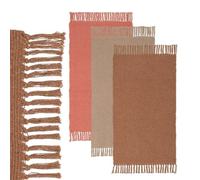 LOLAhome Set de 3 alfombras rectangulares con Flecos marrón Rosa y Beige de algodón de 50x80cm. Ideales para Dormitorio o recibidor, aportan diseño y máximo Confort a tu hogar.