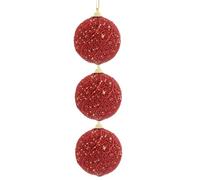 LOLAhome Set de 3 Bolas de Navidad Decoradas con Purpurina Rojas de 8 cm