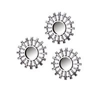 LOLAhome Set de 3 Espejos de Pared Redondos con moldura de plástico Plateados| Decoracion Pared, Decoración Espejo Redondo para casa, Dormitorio, salón