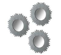 LOLAhome Set de 3 Espejos de Pared Redondos, Espejos Sol con moldura de plástico Azules| Decoracion Pared, Decoración Espejo Redondo para casa, Dormitorio, salón