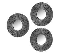 LOLAhome Set de 3 Espejos de Rayas Plata Envejecida de Cristal y plástico