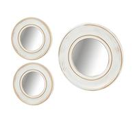 LOLAhome Set de 3 Espejos envejecidos de Pared Redondos con moldura de plástico Blancos y Dorados| Decoracion Pared, Decoración Espejo Redondo para casa, Dormitorio, salón