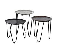 LOLAhome Set de 3 mesitas Bandeja con Patas de Horquilla de Aluminio y Hierro Negras