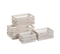 LOLAhome - Set de 4 Cajas organizadoras de Madera Gris Estilo Tradicional. Ideales para ordenar el salón, Cocina o baño. Diseño versátil y Funcional para Mantener el Orden con Estilo rústico.