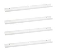 LOLAhome | Set de 4 Repisas de Pared | Balda Flotante Madera| Estante con Bordes | Estanteria Estrecha para Cuadros Fotos y Decoracion Blanco De 100x9x5 cm