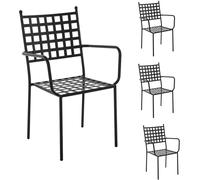 LolaHome Set de 4 sillas de jardín apilables Cartago de hierro negras