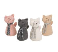 LOLAhome Set de 4 topes de Puerta de Gatos de Tela de Borreguito y gravilla de 18x13x27 cm