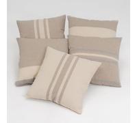 LOLAhome - Set de 5 Cojines de Rayas Beige y marrón de 45x45 cm en Tela de polialgodón con Relleno Incluido Decorar sofá o Cama aportan Confort y un Look renovado a tu salón