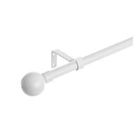 LOLAhome Set de Barra de Cortina Extensible de 122 a 210 cm, 2 escuadras y 2 terminales Blanco de Metal