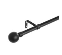 LOLAhome Set de Barra de Cortina Extensible de 120 a 210 cm, 2 escuadras y 2 terminales Negro de Metal