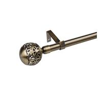 LOLAhome Set de Barra de Cortina Extensible de 122 a 211 cm, 2 escuadras y 2 terminales Color Bronce de Metal