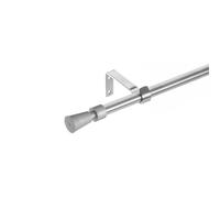 LOLAhome Set de Barra de Cortina Extensible de 122 a 211 cm, 2 escuadras y 2 terminales Plateado de Metal y plástico ABS