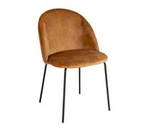 LOLAhome Silla Comedor Gina Óvalo, Terciopelo Amarillo Ocre, Ergonómica, Patas Metálicas Negras con Niveladores, Uso Doméstico y Hostelería (54x51x80 cm)