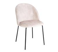 LOLAhome Silla Comedor Gina Óvalo, Terciopelo Beige, Ergonómica, Patas Metálicas Negras con Niveladores, Uso Doméstico y Hostelería (54x51x80 cm)