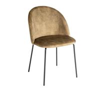 LOLAhome Silla Comedor Gina Óvalo, Terciopelo Verde, Ergonómica, Patas Metálicas Negras con Niveladores, Uso Doméstico y Hostelería (54x51x80 cm)