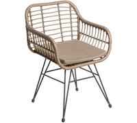 LolaHome Silla de comedor de interior y exterior marrón de acero para terraza