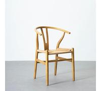 LOLAhome - Silla de Comedor Ming de Madera de Olmo Color Natural con Asiento de Cuerda de Fibra de Papel en Tono Natural