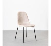 LOLAhome - Silla de Comedor o Cocina Gina Beige tapizada en Terciopelo con Patas metálicas Negras