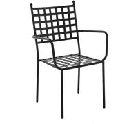 LolaHome Silla de jardín apilable Cartago con brazos de forja negra