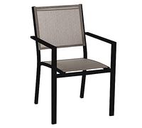 LOLAhome Silla de jardín apilable Deluxe Thais | De Aluminio y textileno | Tamaño 55x60x86 cm | (1, Negro y marrón)