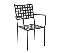 LOLAhome Silla de jardín Cartago Negra | Estilo Hierro Forjado | Contract, Resistentes y Duraderas | Apilable y con Brazos | 56x61x90 cm | para Exterior, jardín, terraza | Cartago