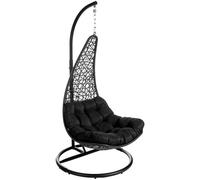 LolaHome Silla de jardín Dido colgante de acero negro de Ø 103x191 cm