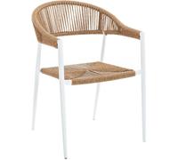LolaHome Silla de jardín Neska de cuerdas de rattan sintético y aluminio blanca