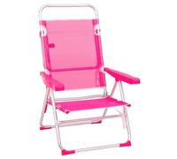 LOLAhome Silla de Playa Alta Plegable Rosa, reclinable y Ligera de Aluminio | Abatible 4 posiciones, Ligera. Respaldo-asiento textileno transpirable. De 62x55x100 cm.