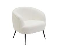 LOLAhome Sillón butaca Redondo con Brazos Blanco de Tela de Borreguito