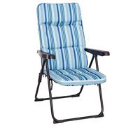 LOLAhome Sillón de Jardín Acolchado y Reclinable, Azul | Reclina 4 posiciones. Estructura de acero anticorrosión y tela de lona. Colchón de 5 cm de grosor, plegable. 61x58x106 cm