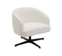 LOLAhome - Sillón Giratorio Regulable en Altura tapizado Borreguito Blanco para salón o Dormitorio. Diseño Redondo Moderno y ergonómico Que aporta Elegancia, Estabilidad y un Tacto Acogedor