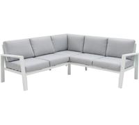 LolaHome Sofá de jardín thais rinconera blanco de aluminio de 195x195x73 cm