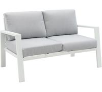LolaHome Sofá de jardín y exterior blanco de aluminio