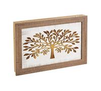 LOLAhome Tapa Contador luz Decorativa | Cubre Cuadro eléctrico | Pintado a Mano | Madera Pino | 50x6x35 cm | Cubrecontador (Árbol Relieve)