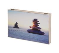 LOLAhome - Tapa para Contador de luz en Madera con diseño de Piedras Azul y Blanco de 46x31x6 cm. Oculta el Cuadro eléctrico con discreción y Estilo, transformando tu Pared en una galería.