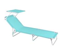 LOLAhome Tumbona Jardín Exterior con Parasol, Ligera Plegable y Reclinable | De 190x58x25 cm. Reclina 3 posiciones. Para Playa Camping Piscina Terraza o Jardín Aguamarina