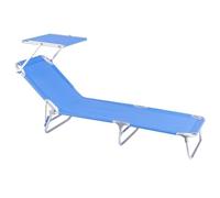 LOLAhome Tumbona Jardín Exterior con Parasol, Ligera Plegable y Reclinable | De 190x58x25 cm. Reclina 3 posiciones. Para Playa Camping Piscina Terraza o Jardín Azul