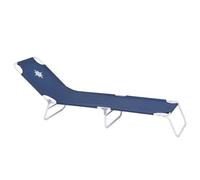 LOLAhome Tumbona Playa y jardín reclinable 5 Posiciones Convertible en Cama | plegable, estructura acero pintura Epoxi anticorrosión, tejido loneta Oxford 600 D poliéster azul marino de 186 cm