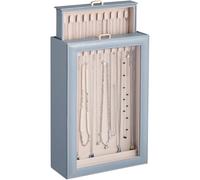 Lolalet Organizador de Collares Vertical，Caja para Collares con 2 Cajones Extraíbles,2 Capas y 20 Ganchos,Almacenamiento Antienredos para Collares,Pulseras y Accesorios- Azul Polvo