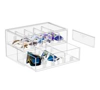 Lolalet Organizador Transparente para Gafas de Sol con Cajón, Estuche de Exhibición para Gafas con Separadores Desmontables para Varios Pares - 2 Pack, Transparente