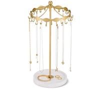 Lolalet Soporte para Joyas Collares Giratorio con Ganchos Metálicos, Estante Joyero Porta Carruseles Organizador Colgador Independiente para Collares Largos Cadenas -Oro