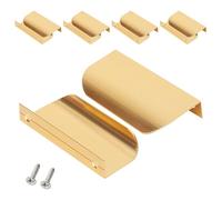 LOLANIUT 10 Piezas Tiradores Encastrados, Tiradores de ocultos 64mm Manija Empotrada Metal Oro 80mm para Mueble, Armario, Cajón Y Cocina Instalación Fácil con Tornillos Y Destornillador Incluidos