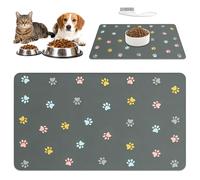 LOLANIUT Alfombrilla para comedero para perros y gatos, 30 x 50 cm, antideslizante, absorbente, de secado rápido, base de silicona impermeable, fácil de limpiar, sin BPA con peine antipulgas