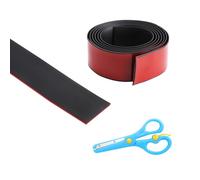 LOLANIUT Tira de Transición Suelo Autoadhesiva 5 cm x 2 m Perfil de Transición PVC Umbral de Puerta para Suelo Laminado Baldosas Moqueta Tira Cubrejuntas Negra + Tijeras