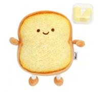 LOLANIUT Toast Kuscheltier mit Smieln, Kissen Asthetic, Goldgelb Toastbrot Kissen mit Gelben Ohrstöpseln, Toastbrot Plüschtier Geschenk für Kinder & Erwachsene Zu Geburtstag, Weihnachten, Halloween