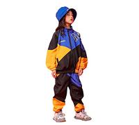 LOLANTA 2 Piezas Ropa Hip Hop Niña,Traje de Baile Callejero,Conjunto de Chaqueta y Pantalones(Azul,6-7,Tag 130)