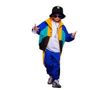 LOLANTA 2 Piezas Ropa Hip Hop Niña,Traje de Baile Callejero,Conjunto de Chaqueta y Pantalones(B-Azul,6-7,Tag 130)