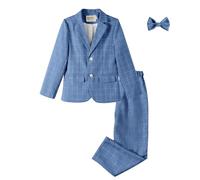 LOLANTA 3 Piezas Conjunto de Traje para Niños Conjunto de Blazer y Pantalón,Traje de Boda (12-13 años, BU Nebbioso,Tag 160)