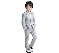LOLANTA 3 Piezas Conjunto de Traje para Niños Conjunto de Blazer y Pantalón,Traje de Boda (12-13 años, Gris)