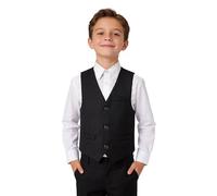 LOLANTA Chaleco Formal Negro para Niño, Chaleco de Smoking Monopeto Completamente Forrado con Bolsillos para Bodas (Negro, 11-12 Años, 150)